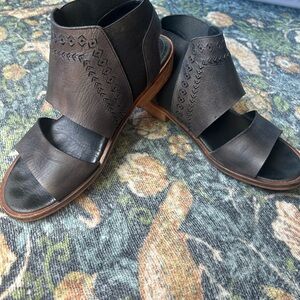 Garnet Hill Dark Brown Leather Sandals